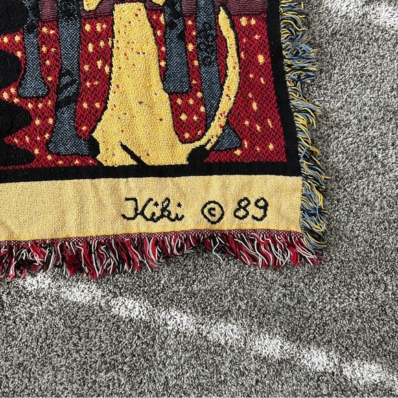 Kiki Suarez BookWoman vintage 80s fringe trim throw blanket - Picture 4 of 5